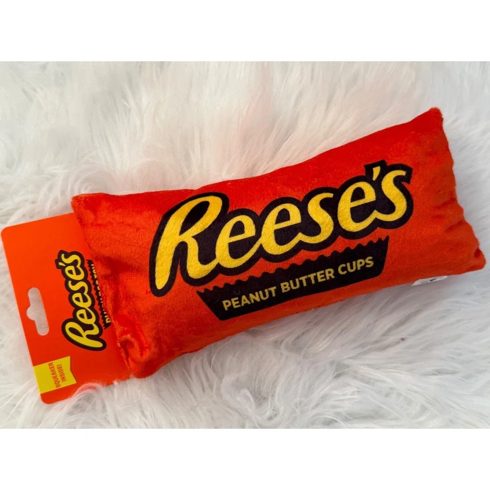 Hershey Reese's Peanut Butter Cups Plush Squeaker Dog Toy Orange HE1001-DTF